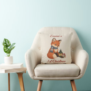 Personalised Fox Baby’s 1st Christmas Keepsake Cushion