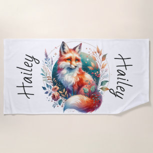 Personalised Fox Beach Towel