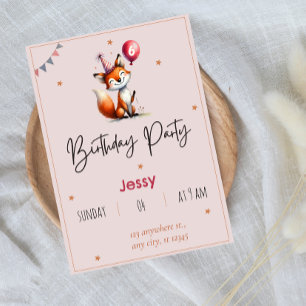 Personalised Fox Birthday Party Invitations