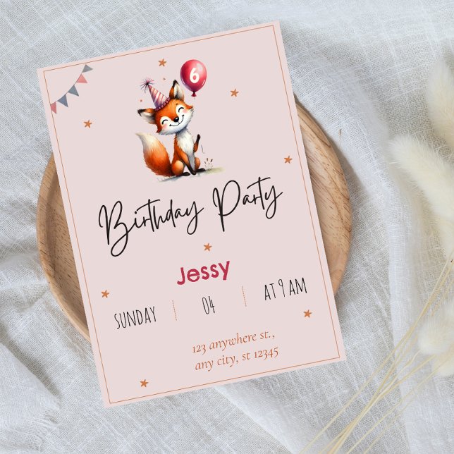 Personalised Fox Birthday Party Invitations (Creator Uploaded)