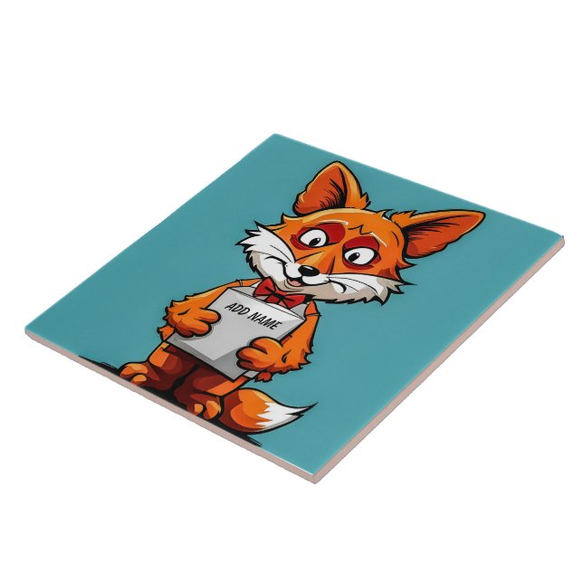 Personalised Fox Children's Ceramic Tile (Side)