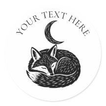 Personalised Fox & Crescent Moon Nature Sticker