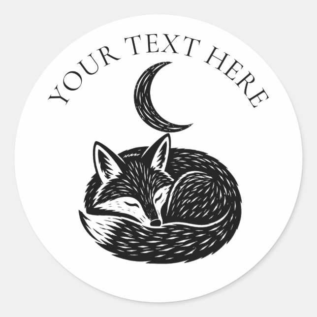 Personalised Fox & Crescent Moon Nature Sticker (Front)