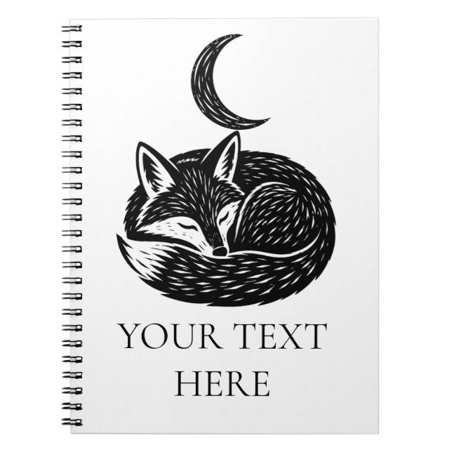 Personalised Fox & Crescent Moon Notebook  (Front)
