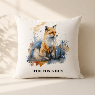 Personalised Fox Den Northwoods Cabin Style Cushion