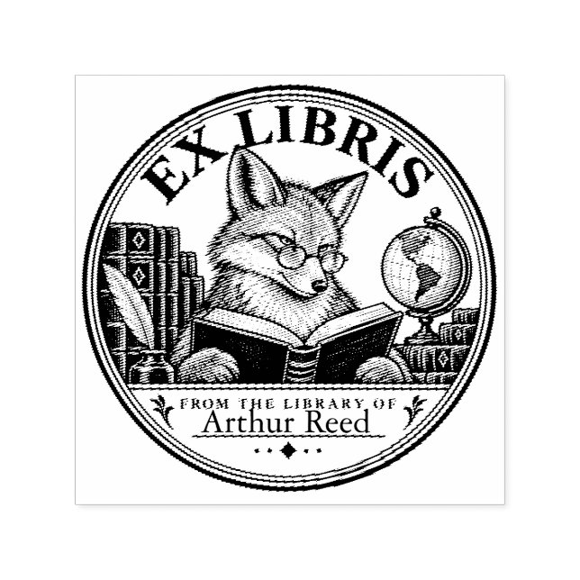 Personalised Fox Ex Libris Library Book Stamp (Design)
