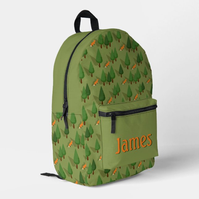 Personalised Fox & Forest School Backpack (Back Corner Left)