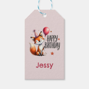 Personalised Fox Happy Birthday Gift Tags