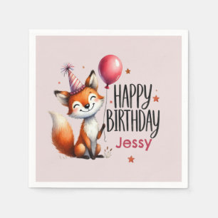 Personalised Fox Happy Birthday Napkin