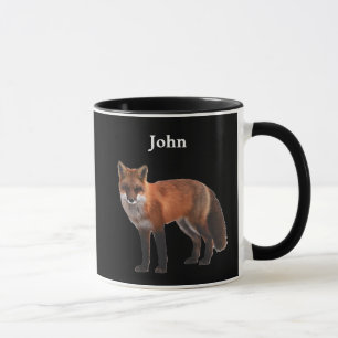 Personalised Fox On Black Mug