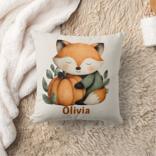 Personalised Fox Pumpkin Halloween Design Cushion