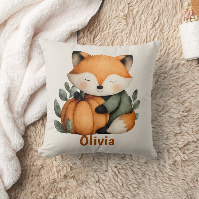 Personalised Fox Pumpkin Halloween Design Cushion (Blanket)