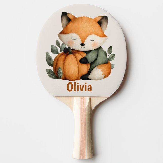 Personalised Fox Pumpkin Halloween Design Ping Pong Paddle (Front)