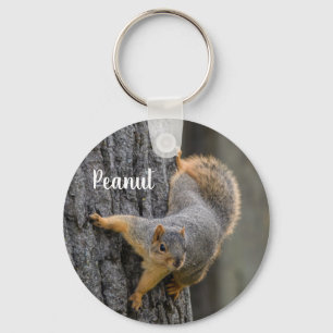 Personalised Fox Squirrel on a Tree Key Ring