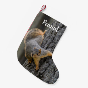 Personalised Fox Squirrel on a Tree Small Christmas Stocking