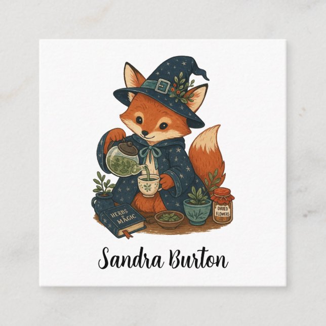 Personalised Fox Tea  Enclosure Card (Front)
