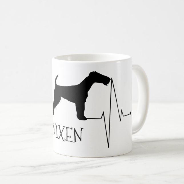 Personalised Fox Terrier Love My Dog Heart Beat Coffee Mug (Front Right)