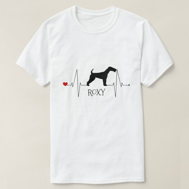 Personalised Fox Terrier Love My Dog Heart Beat T-Shirt (Design Front)