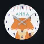 Personalised Fox Wall Clock<br><div class="desc">This wall clock is inspired by my children. It would work great in a kids room or playroom to teach them to tell time. The name is customisable.</div>
