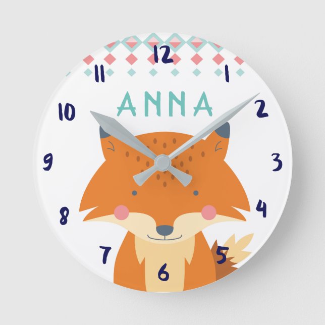 Personalised Fox Wall Clock (Front)