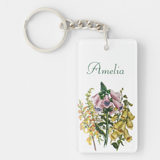 Personalised Foxgloves Key Ring (Front)