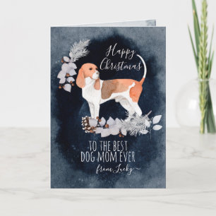 Personalised Foxhound Mum Watercolor Christmas Holiday Card