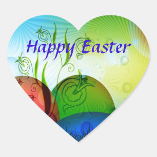 Personalised Fractal Easter Eggs Heart Sticker
