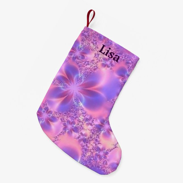 Personalised Fractal Flower Christmas Stocking (Front (Hanging))