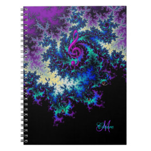 Personalised Fractal Music Clef Journal Notebook