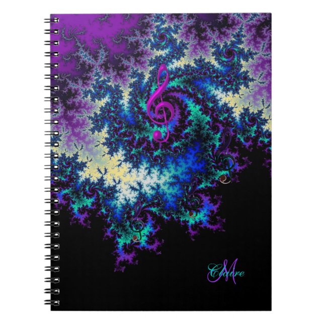 Personalised Fractal Music Clef Journal Notebook (Front)