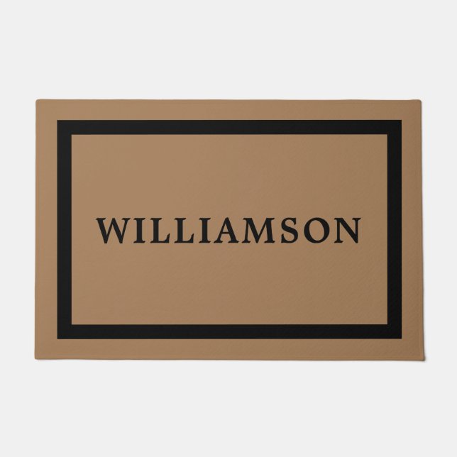 Personalised Framed Brown Black Welcome Doormat (Front)