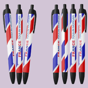 Personalised France Flag Black Ink Pen