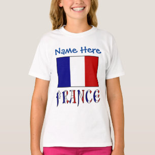 Personalised France Flag Heritage Girls' T-Shirt