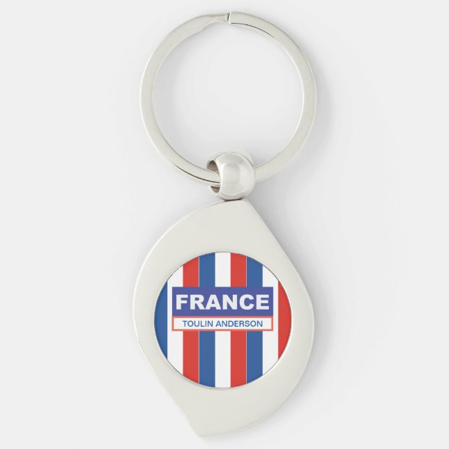 Personalised  France Flag Key Ring (Front)