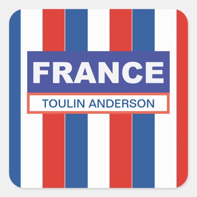 Personalised  France Flag Square Sticker (Front)