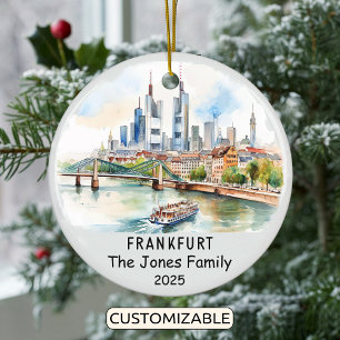 Personalised Frankfurt Ornament, Germany Ceramic Tree Decoration