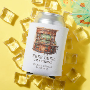 Personalised Free Beer Adult Birthday Any Age Can Cooler