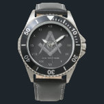 Personalised Freemason gift Square Compass Masonic Watch<br><div class="desc">So mote it be,  Freemason,  square and compass,  charity,  silver and black,  masonic gifts,  Masonic symbol watch. Personalise it with your own text.</div>