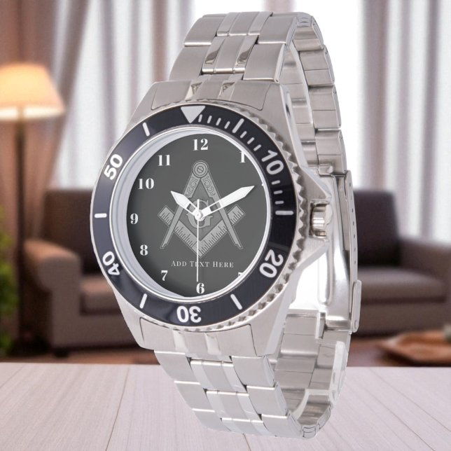 Personalised Freemason gift Square Compass Masonic Watch (Creator Uploaded)