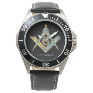 Personalised Freemason Gifts Gold Masonic Compass Watch