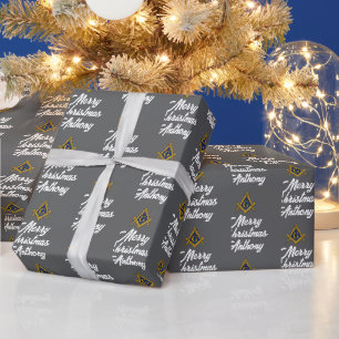 Personalised Freemason Masonic Square Christmas Wrapping Paper