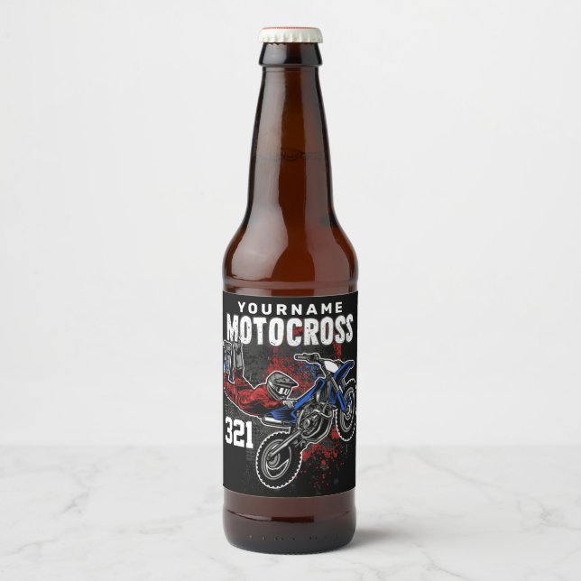 Personalised Freestyle Motocross Racing FMX Trick Beer Bottle Label (Front)