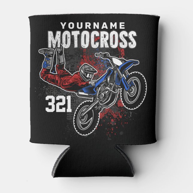 Personalised Freestyle Motocross Racing FMX Tricks Can Cooler (Front)