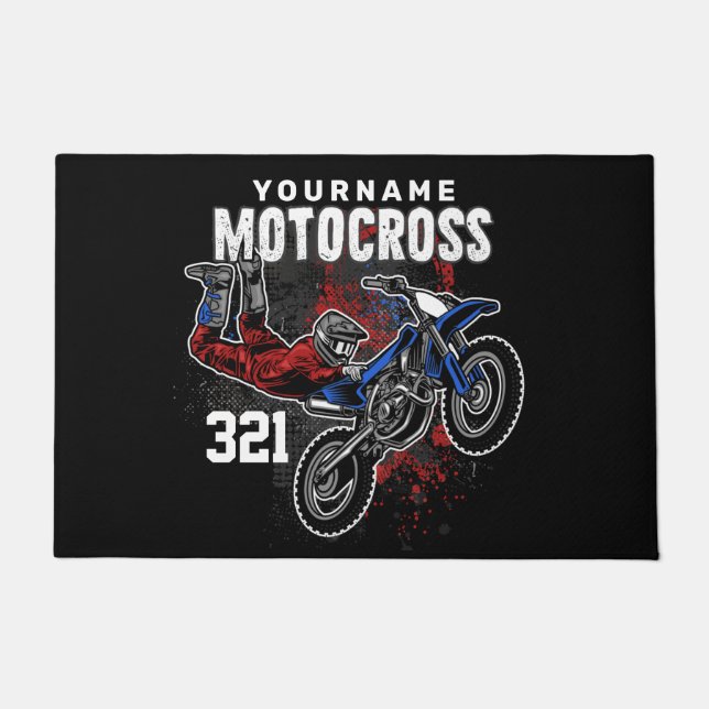 Personalised Freestyle Motocross Racing FMX Tricks Doormat (Front)