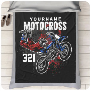 Personalised Freestyle Motocross Racing FMX Tricks Fleece Blanket