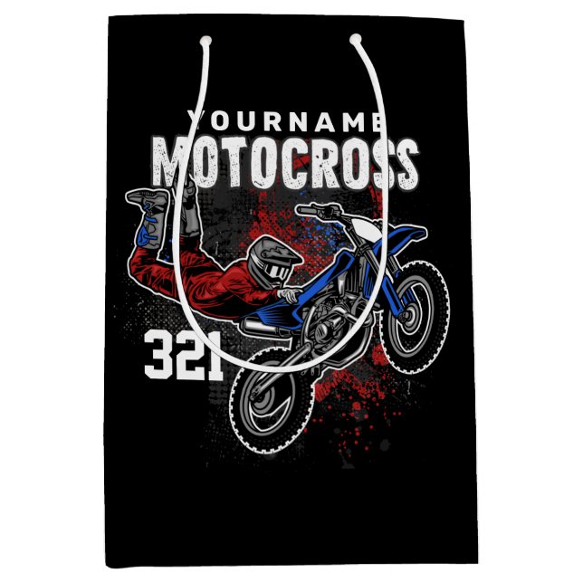 Personalised Freestyle Motocross Racing FMX Tricks Medium Gift Bag (Front)