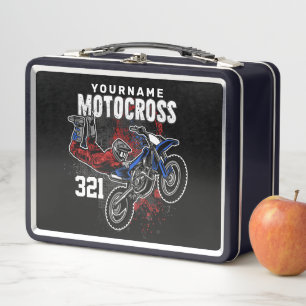 Personalised Freestyle Motocross Racing FMX Tricks Metal Lunch Box