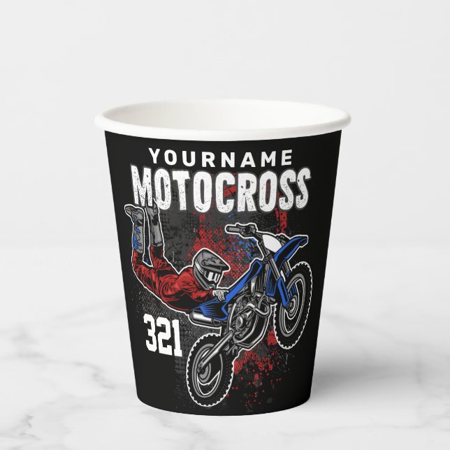 Personalised Freestyle Motocross Racing FMX Tricks Paper Cups (Front)