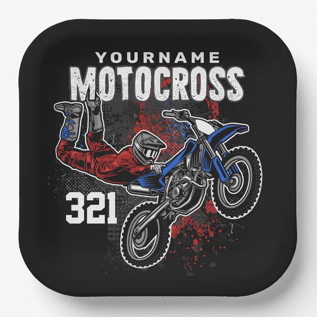 Personalised Freestyle Motocross Racing FMX Tricks Paper Plate (Creator Uploaded)