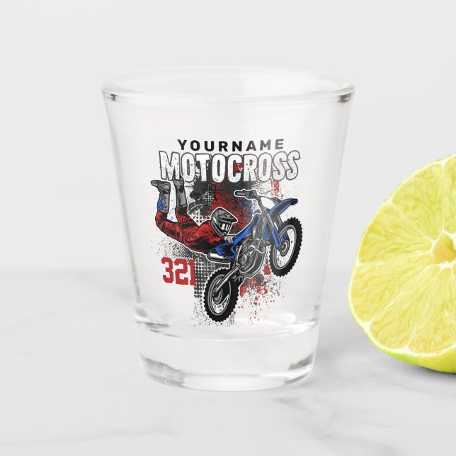 Personalised Freestyle Motocross Racing FMX Tricks Shot Glass (Front)